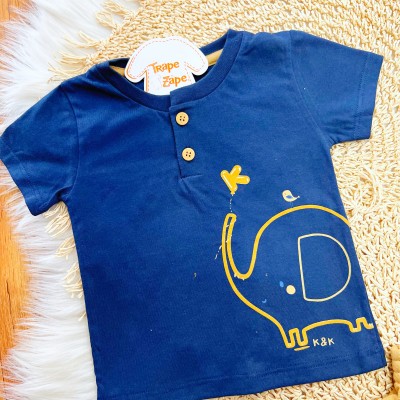 Conj. Camiseta Elefantinho e Bermuda - Marinho e Marrom